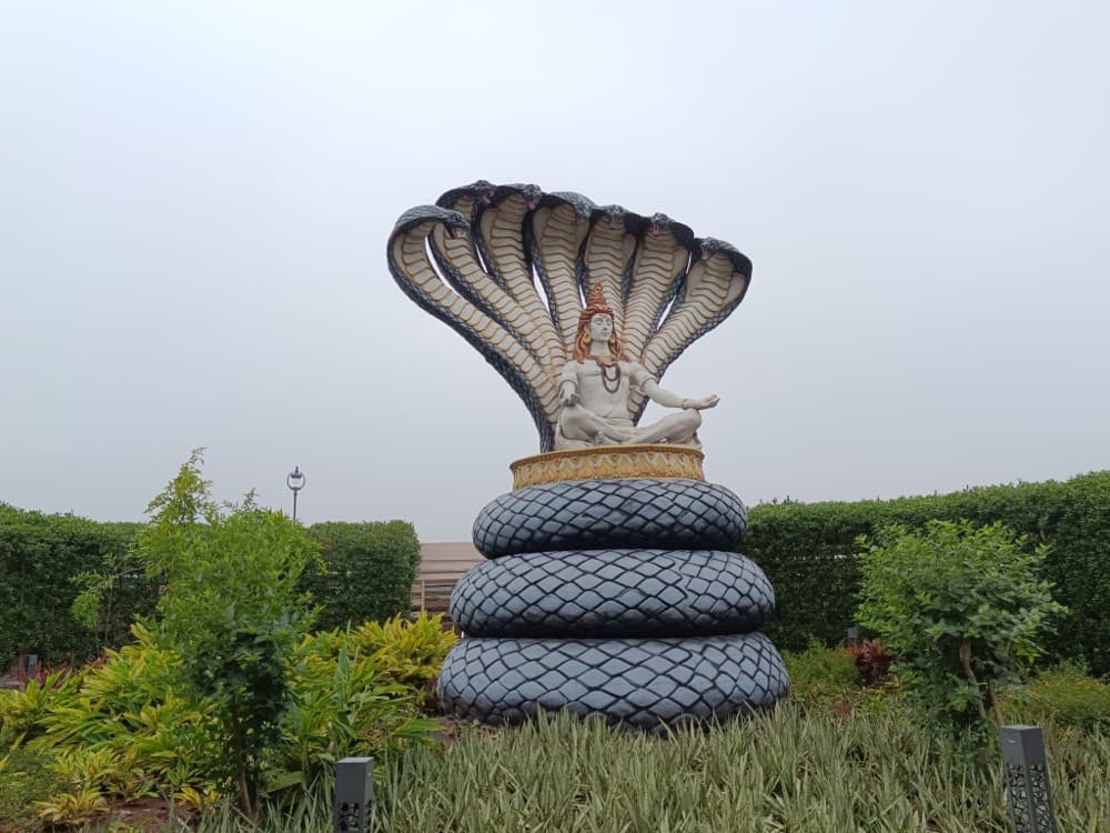 Sheshnag serpent canopy statue in the gardens of Mahakal Lok, Ujjain